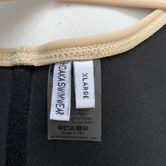 Hoaka Swimwear Neoprene 2 Piece Bikini Swimsuit Zip Top Beige Womens Large XL - Picture 8 of 9